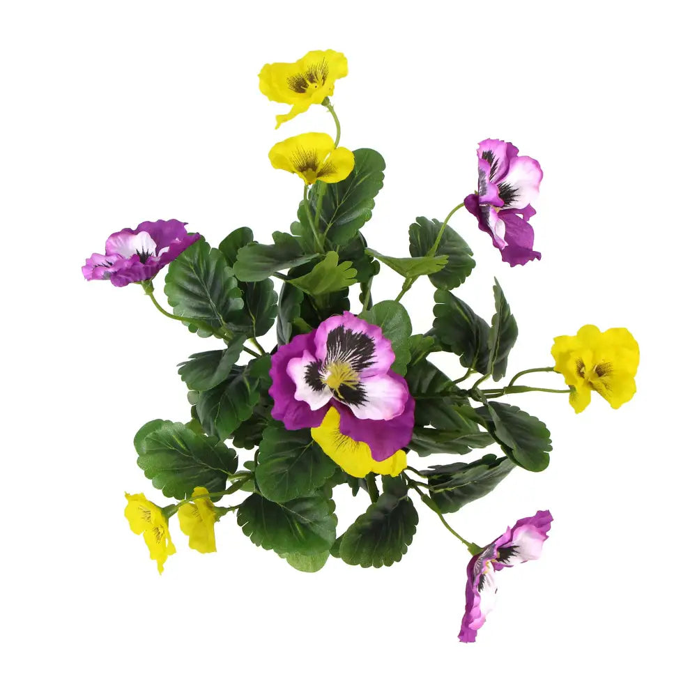 Mixed Pink And Yellow Flowering Potted Artificial Pansy Plants 25cm - Home & Garden > Artificial Plants