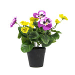 Mixed Pink And Yellow Flowering Potted Artificial Pansy Plants 25cm - Home & Garden > Artificial Plants