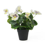 Mixed White Flowering Potted Artificial Pansy Plants 25cm - Home & Garden > Artificial Plants