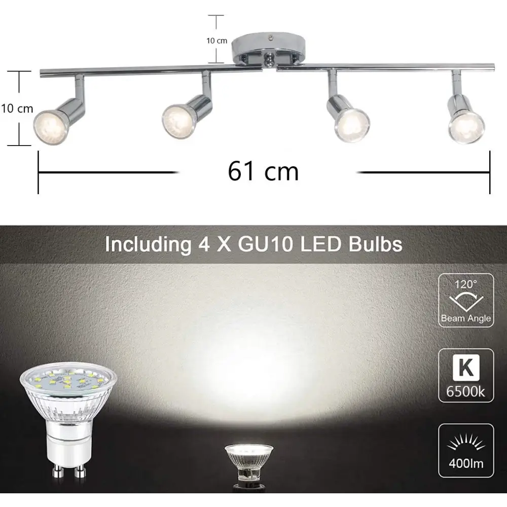 Modern 4 Light Track Lighting Kit LED (Chrome) - Home & Garden > Lighting