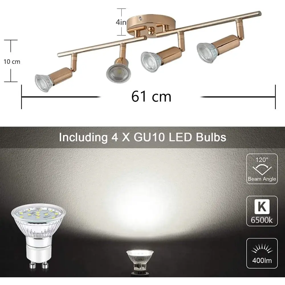 Modern 4-Light Track Lighting Kit LED (Gold) - Home & Garden > Lighting