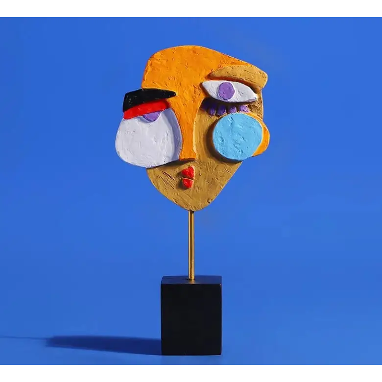 Modern Abstract Face Sculpture - Colorful Resin Art Statue for Home & Office Decor - Home & Garden > Decor > Vases &