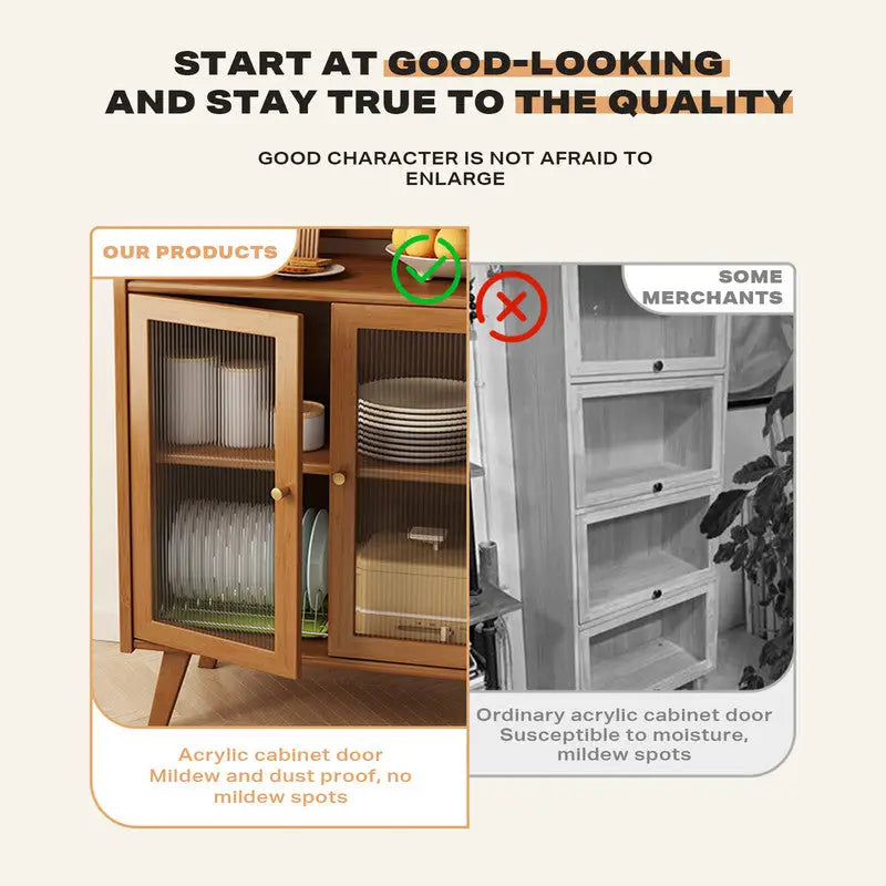 Modern Bamboo Kitchen Sideboard Storage Cabinet Cupboard Tea Cabinet - Furniture > Office > Storage Cabinets