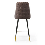 Modern Bar Chair Leather Stool Counter Brown Mid-Century Wood x 2 - Furniture > Bar Stools & Chairs