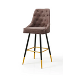 Modern Bar Chair Leather Stool Counter Brown Mid-Century Wood x 2 - Furniture > Bar Stools & Chairs