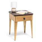 Modern Bedside Table in Brass Finish with Storage Drawer and Wood Top - Furniture > Bedroom
