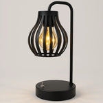 Modern Black Metal Tulip Style LED Lantern Table Desk Lamp – Battery Operated Decorative Light - Home & Garden >