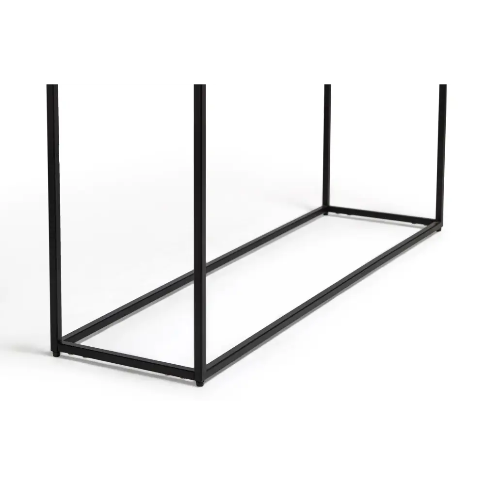 Modern Black Narrow Hallway Console Table with Copper Textured Wood Top - Furniture > Living Room