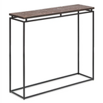 Modern Black Narrow Hallway Console Table with Copper Textured Wood Top - Furniture > Living Room
