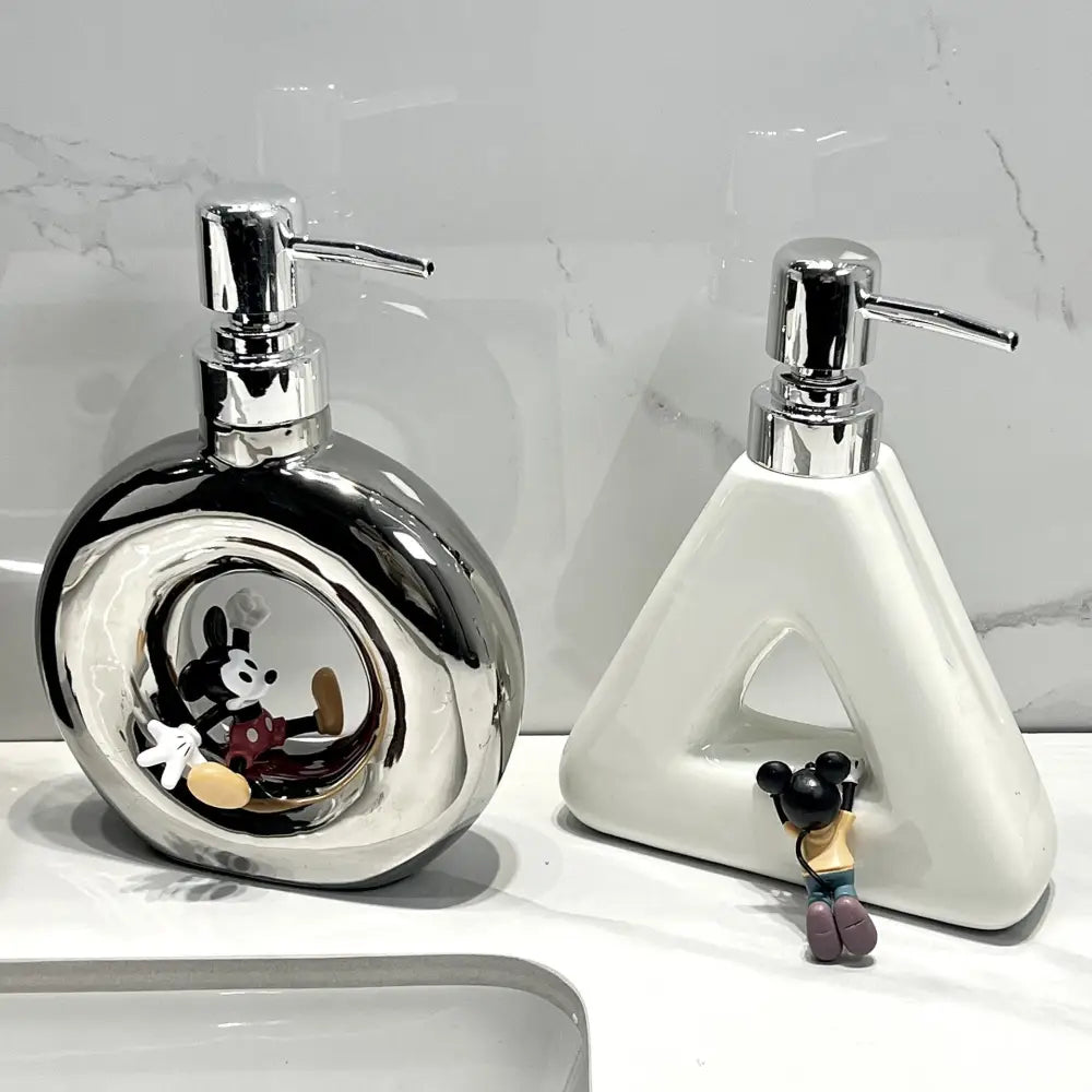 Modern Ceramic Soap & Lotion Dispenser - Unique Geometric Designs 300ml Capacity(Triangular lotion bottle milky white)