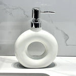 Modern Ceramic Soap & Lotion Dispenser - Unique Geometric Designs 300ml Capacity(Donut lotion bottle milky white)