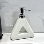 Modern Ceramic Soap & Lotion Dispenser - Unique Geometric Designs 300ml Capacity(Triangular lotion bottle milky white)