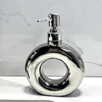 Modern Ceramic Soap & Lotion Dispenser - Unique Geometric Designs 300ml Capacity(Donut lotion bottle silver) - Health &