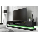 Modern High Gloss LED RGB TV Entertainment Unit with Storage 220cm - Black - Furniture > Living Room > TV Units