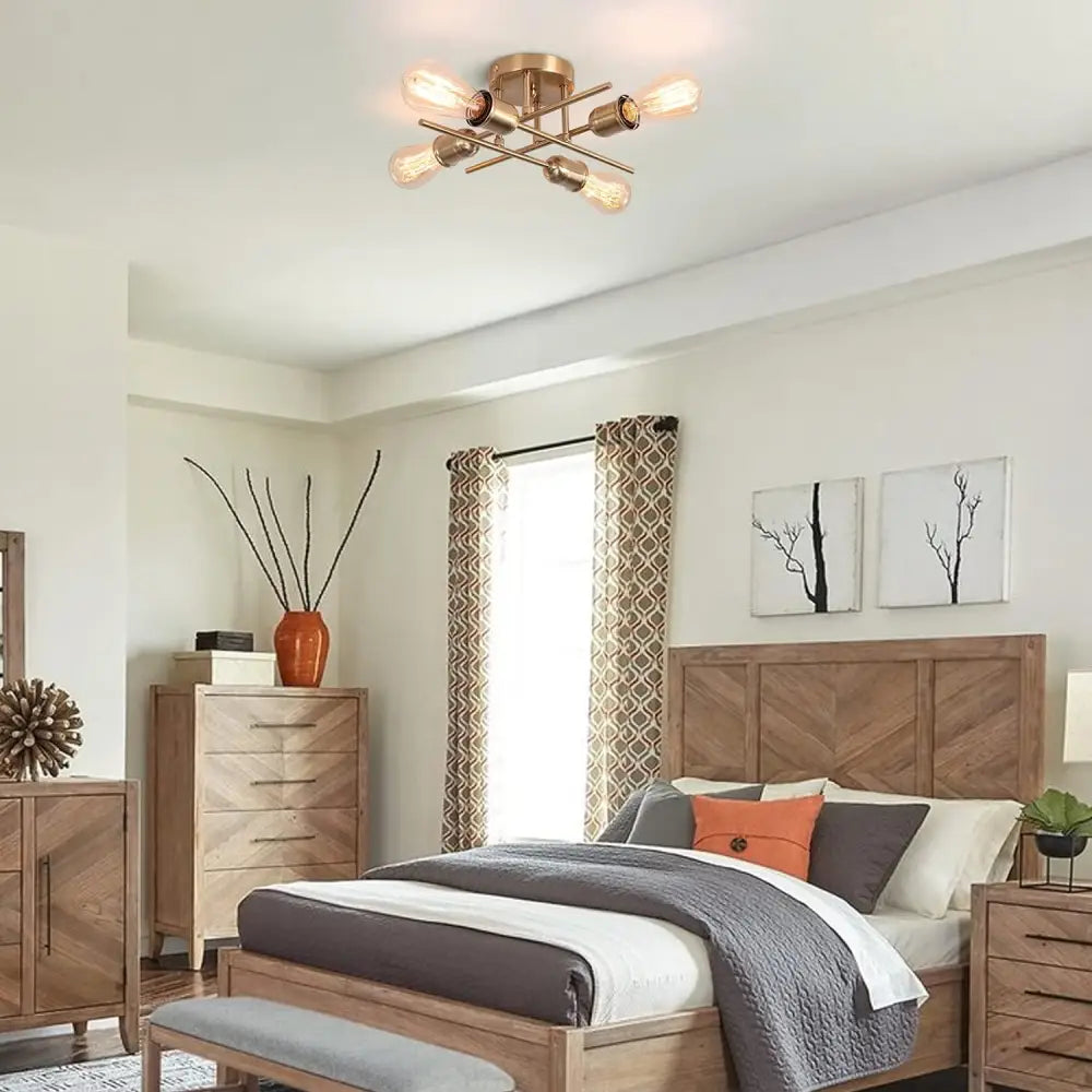 Modern Industrial Chandelier 4 Light Black - Home & Garden > Lighting