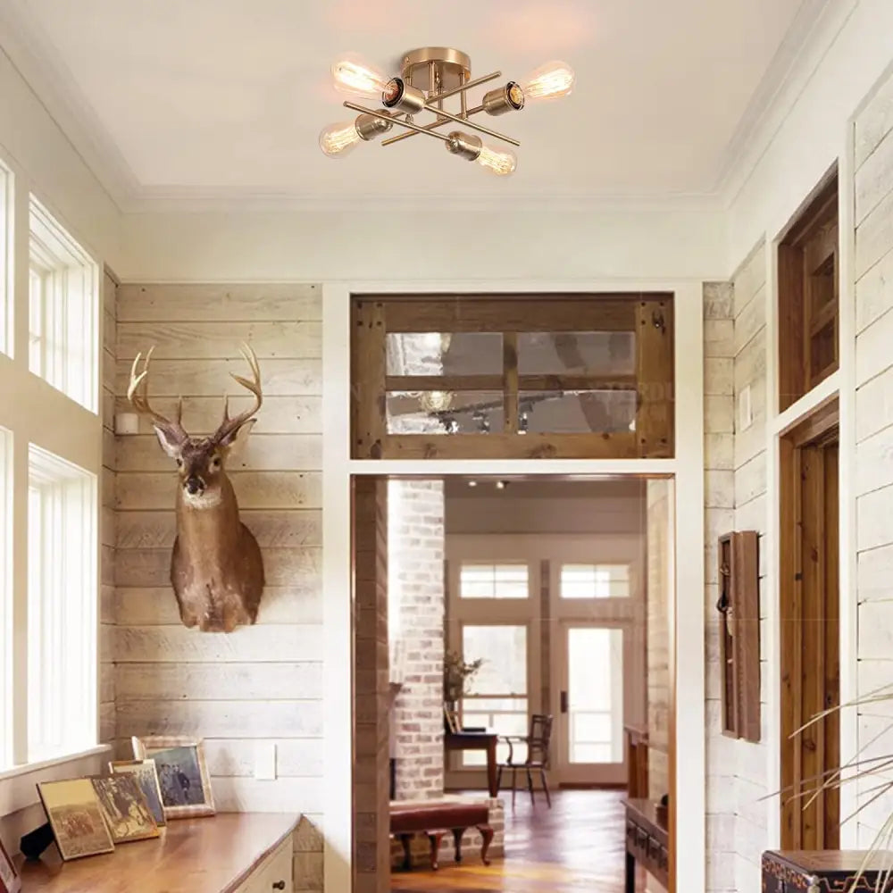 Modern Industrial Chandelier 4 Light Black - Home & Garden > Lighting