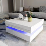 Modern Large High Gloss Coffee Table With LED Lights White - Furniture > Living Room > Coffee Tables