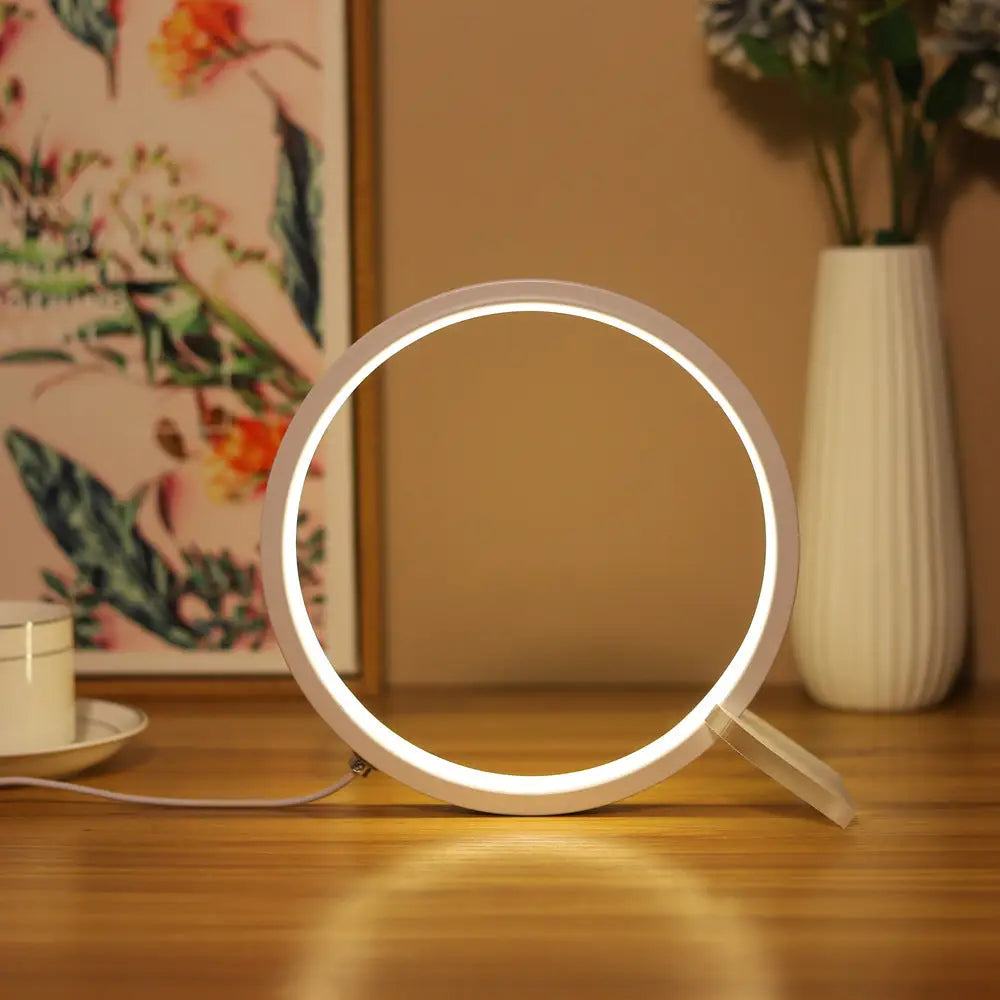 Modern LED Ring Desk Lamp - USB Powered 3 Color Modes Dimmable - Home & Garden > Lighting > Night Lights & Ambient