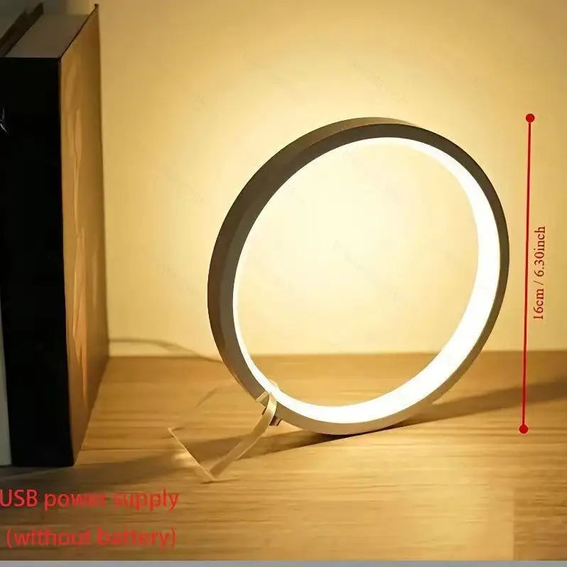 Modern LED Ring Desk Lamp - USB Powered 3 Color Modes Dimmable - Home & Garden > Lighting > Night Lights & Ambient