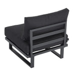 Modern Outdoor 7 Piece Lounge Set with Slatted Polywood Design Tables - Furniture > Outdoor