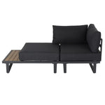 Modern Outdoor 7 Piece Lounge Set with Slatted Polywood Design Tables - Furniture > Outdoor