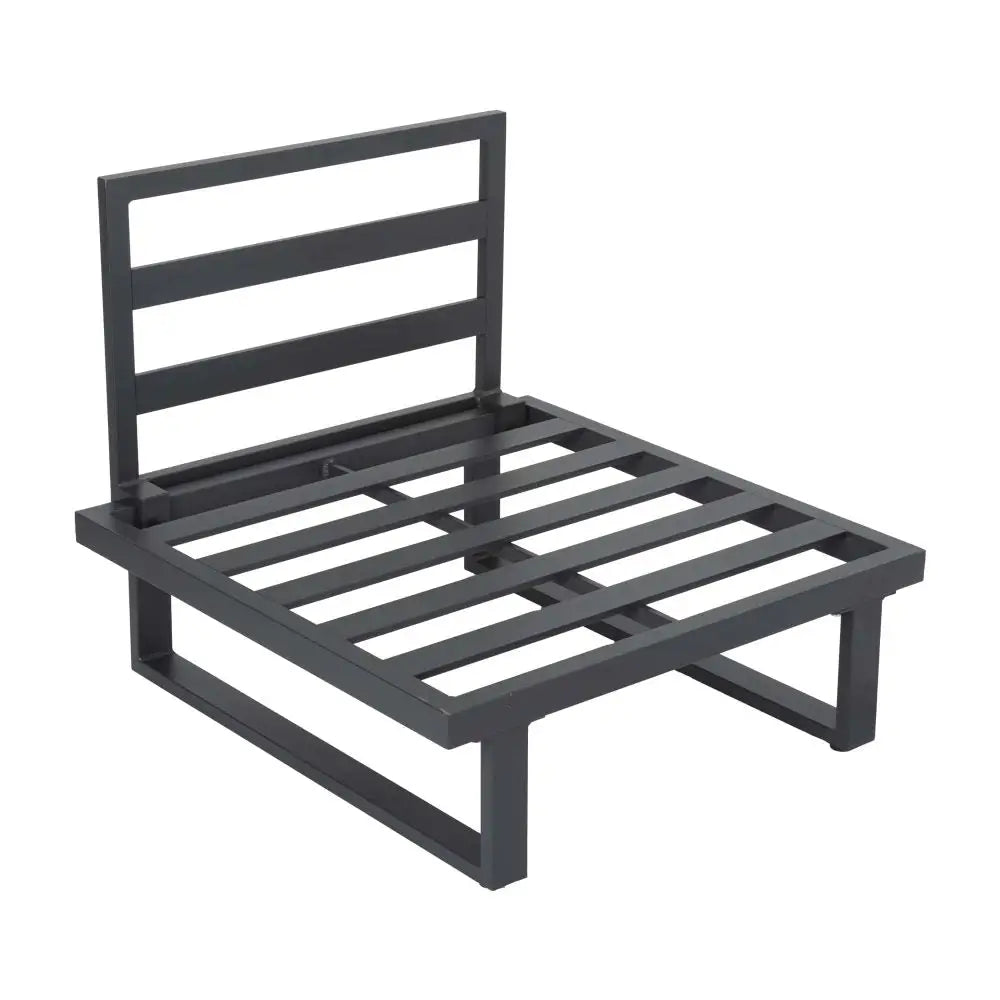 Modern Outdoor 7 Piece Lounge Set with Slatted Polywood Design Tables - Furniture > Outdoor