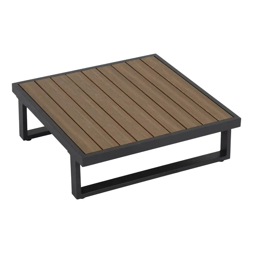 Modern Outdoor 7 Piece Lounge Set with Slatted Polywood Design Tables - Furniture > Outdoor