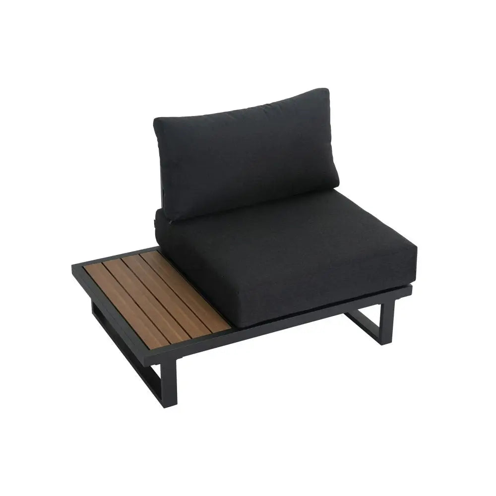 Modern Outdoor 7 Piece Lounge Set with Slatted Polywood Design Tables - Furniture > Outdoor