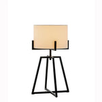 Modern Scandi Metal Dimmable Table Desk Lamp w/ Linen Shade - Matte Black - Home & Garden > Lighting
