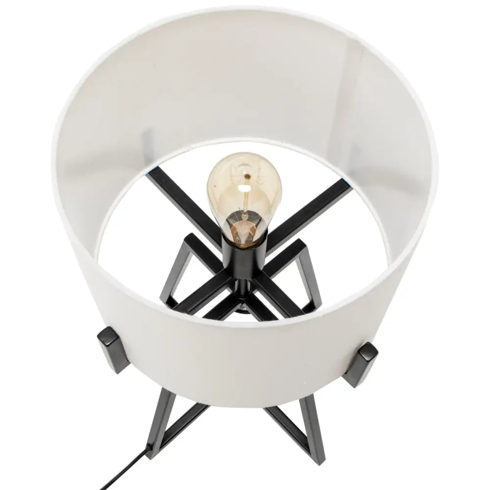 Modern Scandi Metal Dimmable Table Desk Lamp w/ Linen Shade - Matte Black - Home & Garden > Lighting