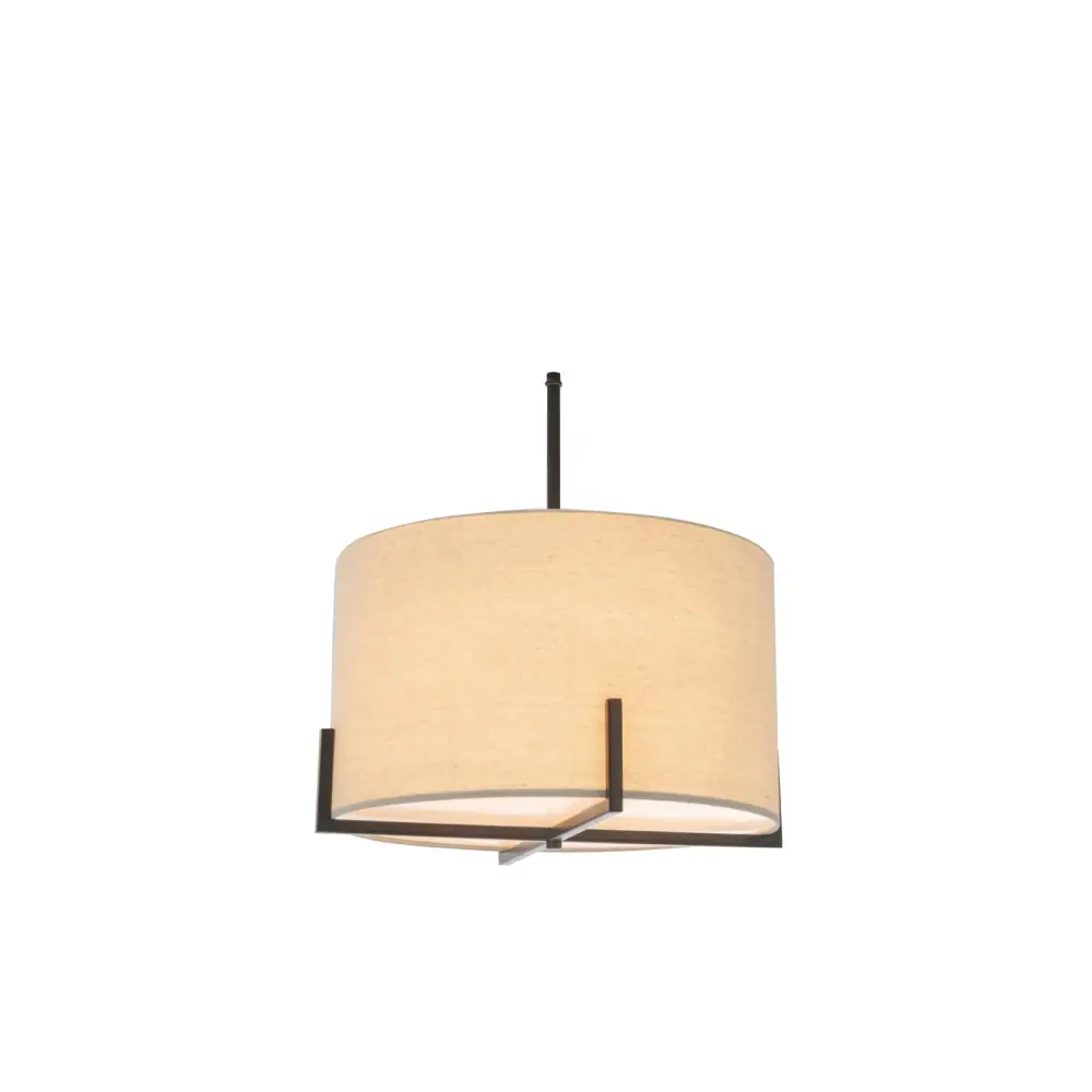 Modern Scandi Metal Hanging Pendant Lamp w/ Linen Shade Light - Matte Black - Home & Garden > Lighting