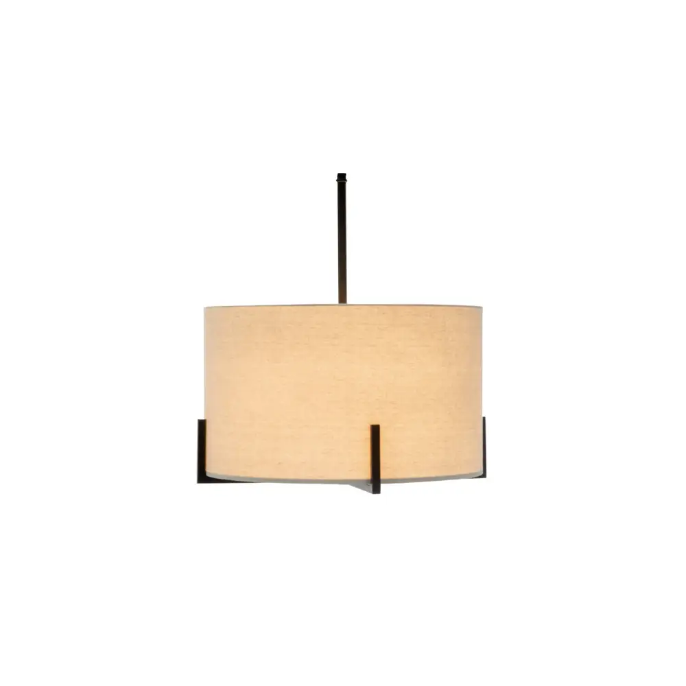 Modern Scandi Metal Hanging Pendant Lamp w/ Linen Shade Light - Matte Black - Home & Garden > Lighting