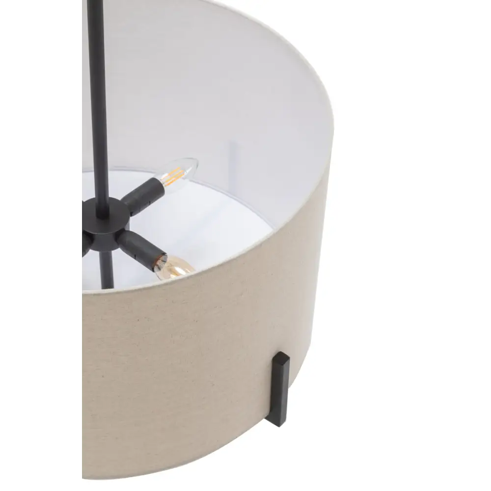 Modern Scandi Metal Hanging Pendant Lamp w/ Linen Shade Light - Matte Black - Home & Garden > Lighting
