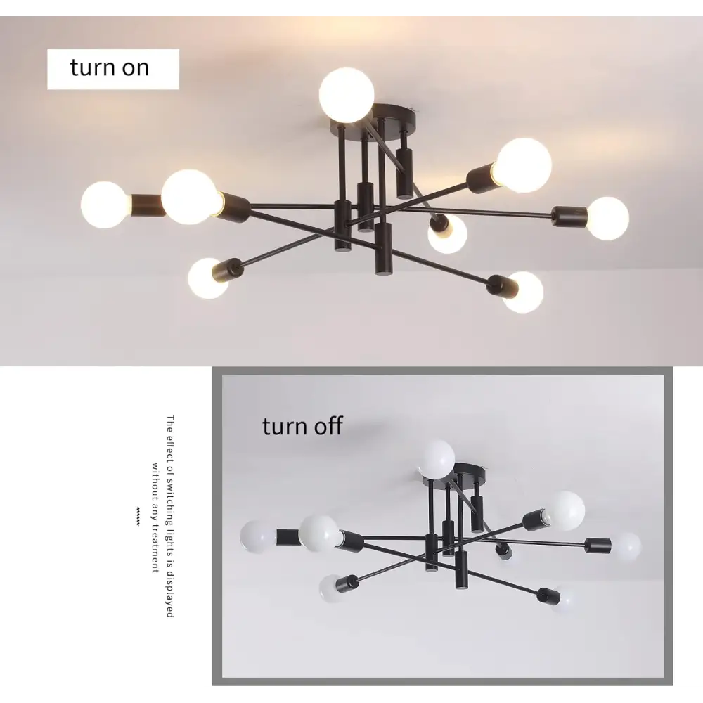 Modern Semi Flush Chandelier 8 Light Black - Home & Garden > Lighting