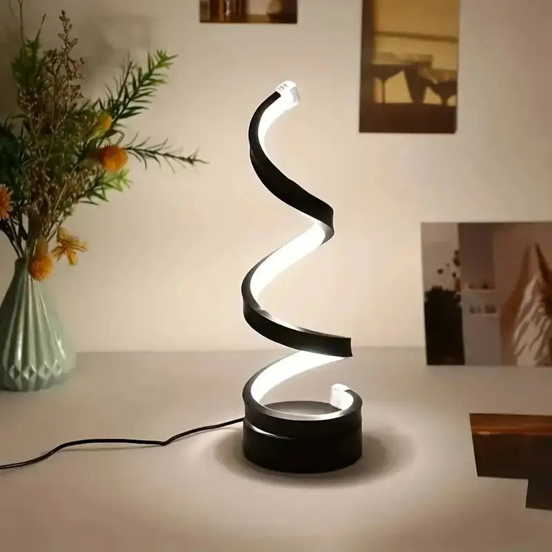 Modern Spiral LED Table Lamp - Dimmable 3 Light Modes(black) - Gift & Novelty > Novelty > Novelty Gifts