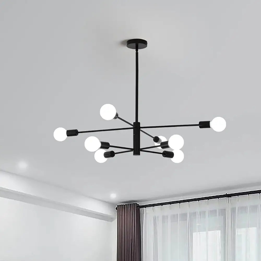 Modern Sputnik Chandelier 8 Light Black - Home & Garden > Lighting