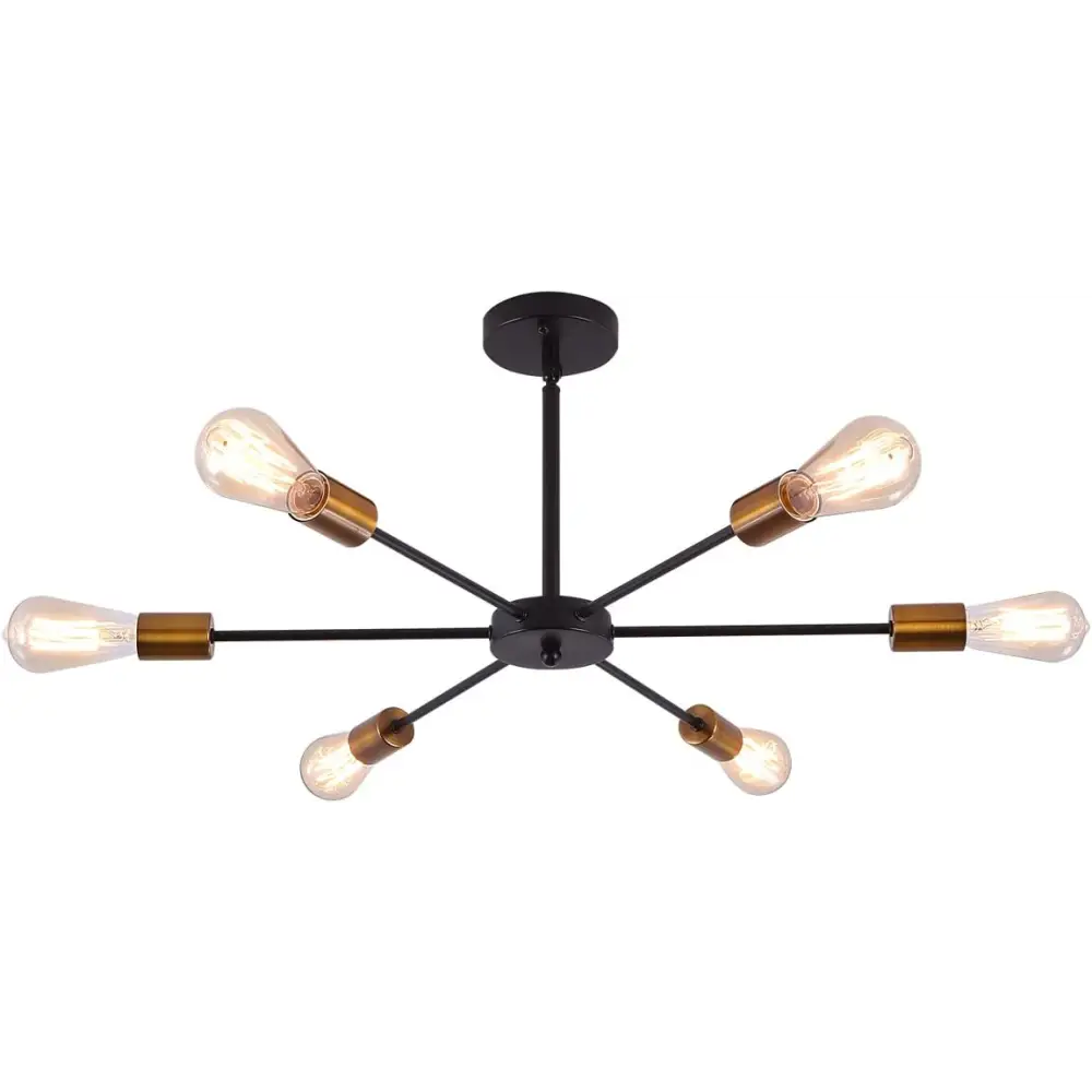 Modern Sputnik Chandelier Black Gold E27 Bulbs - Home & Garden > Lighting