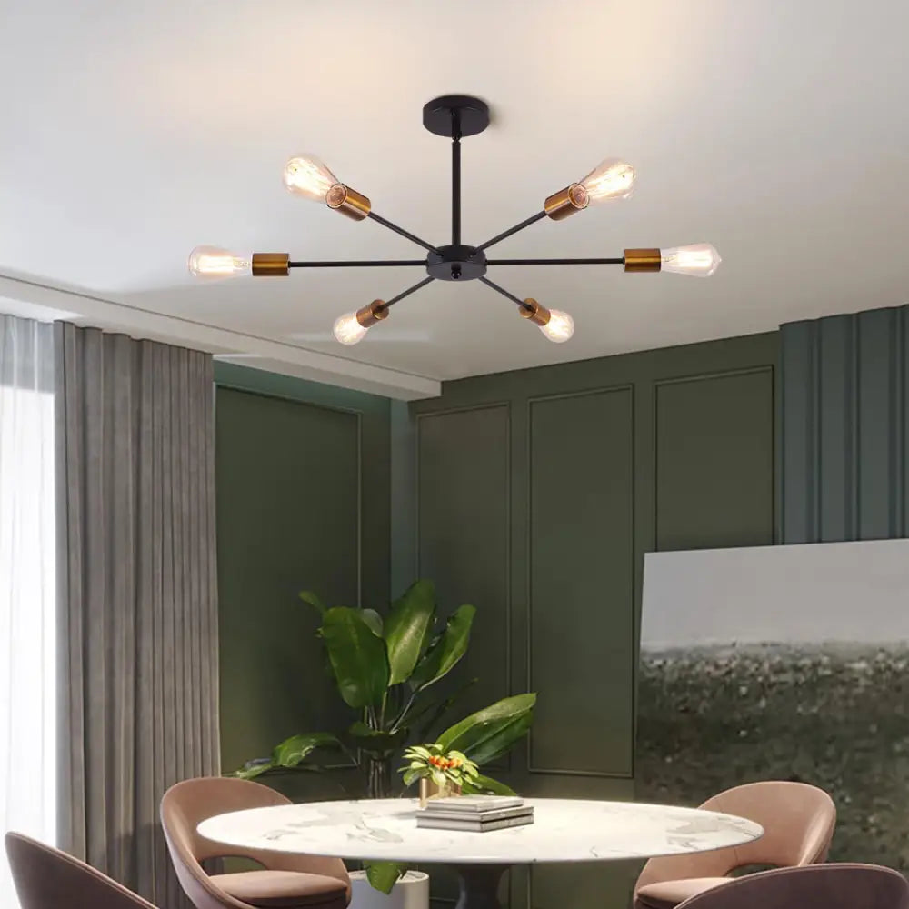 Modern Sputnik Chandelier Black Gold E27 Bulbs - Home & Garden > Lighting
