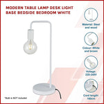 Modern Table lamp Desk Light Base Bedside Bedroom White - Home & Garden > Lighting