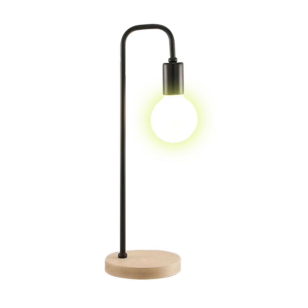 Modern Table lamp Desk Light Timber Base Bedside Bedroom Black - Home & Garden > Lighting