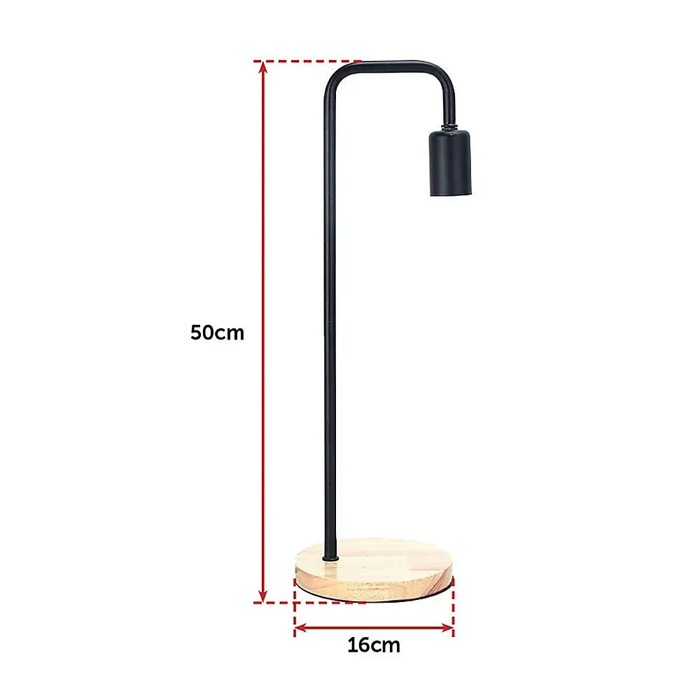 Modern Table lamp Desk Light Timber Base Bedside Bedroom Black - Home & Garden > Lighting