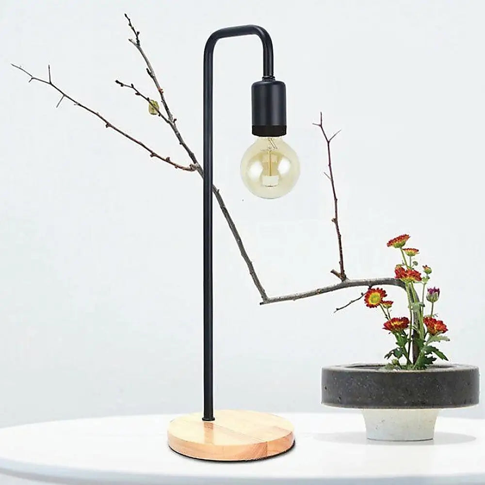 Modern Table lamp Desk Light Timber Base Bedside Bedroom Black - Home & Garden > Lighting