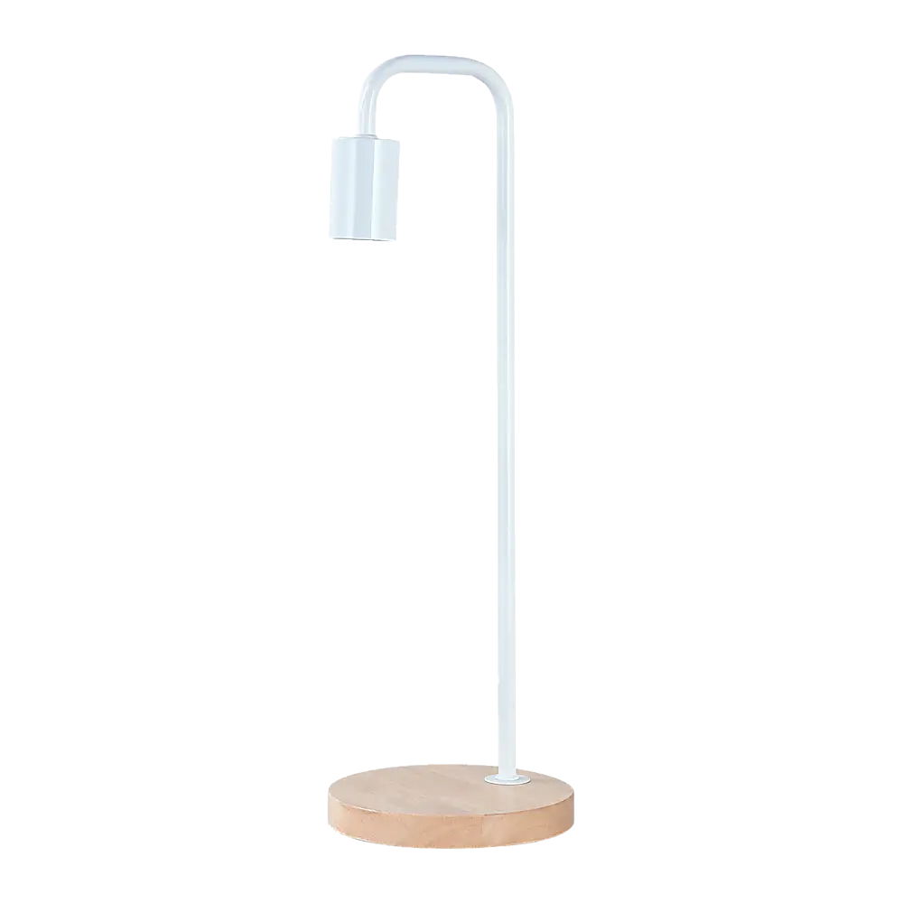 Modern Table lamp Desk Light Timber Base Bedside Bedroom White - Home & Garden > Lighting