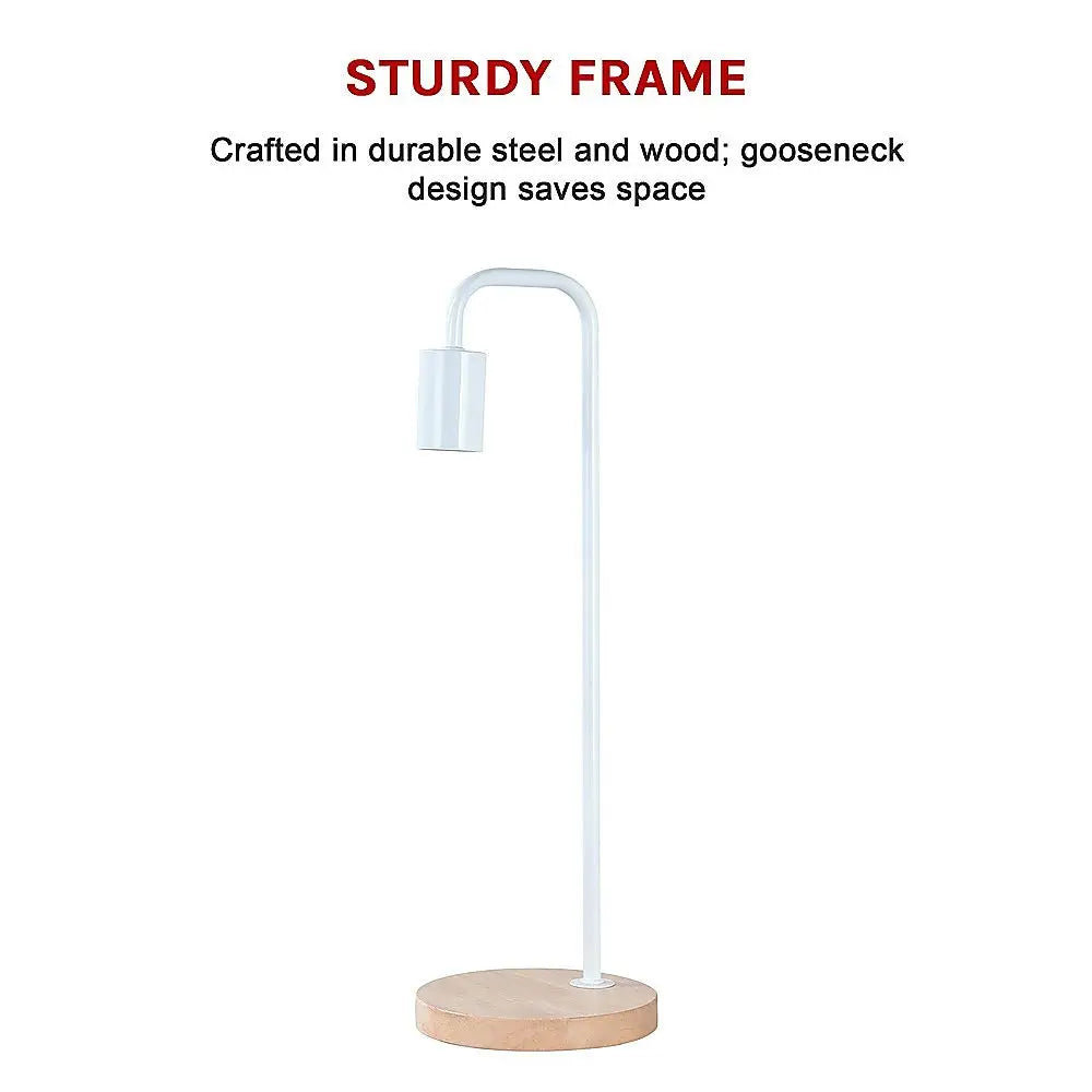 Modern Table lamp Desk Light Timber Base Bedside Bedroom White - Home & Garden > Lighting