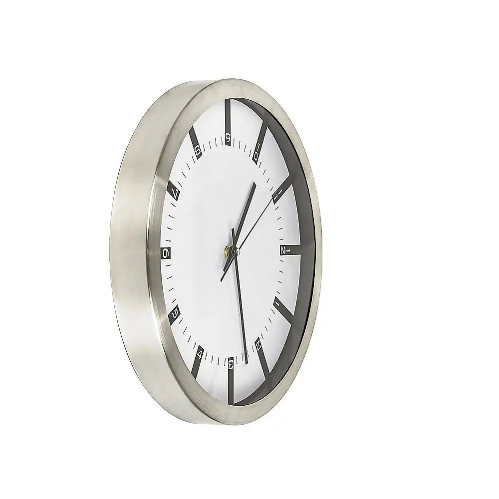 Modern Wall Clock Silent Non-Ticking Quartz Battery Operated Stainless Steel - Home & Garden > Decor