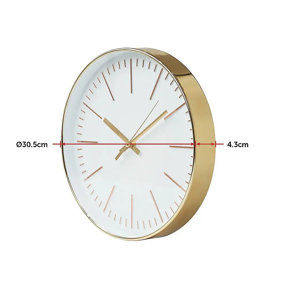 Modern Wall Clock Silent Non-Ticking Quartz Battery Operated Gold - Home & Garden > Decor