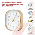 Modern Wall Clock Silent Non-Ticking Quartz Battery Operated Gold - Home & Garden > Decor