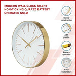Modern Wall Clock Silent Non-Ticking Quartz Battery Operated Gold - Home & Garden > Decor