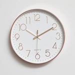 Modern Wall Clock Silent Non-Ticking Quartz Battery Operated Rose Gold - Home & Garden > Decor