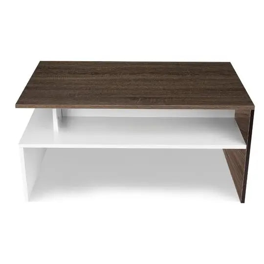 Modern White And Brown Wooden Coffee Table With Shelf - Furniture > Living Room > Coffee Tables